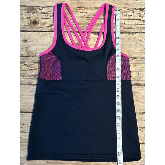 Yitong Women’s Size S/M Black Pink Activewear Tank With Built In Bra - Picture 3 of 7